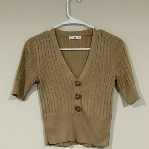 MNG Gold Ribbed Sweater Top